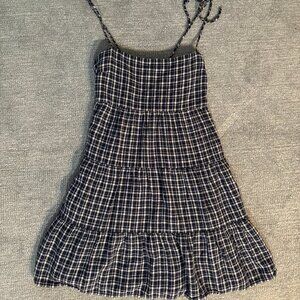 Abercrombie & Fitch Blue Plaid Tiered Mini Dress (XS, gently worn)